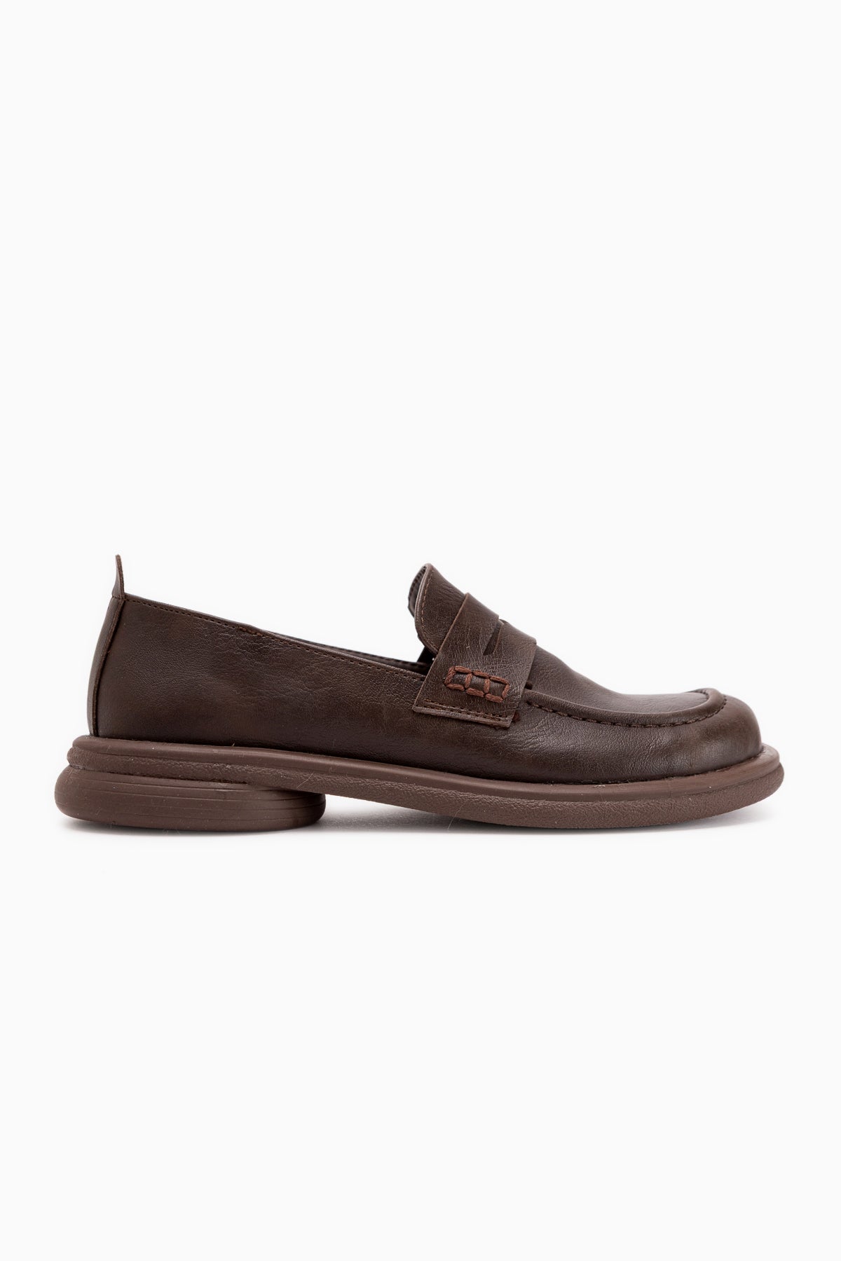 Mari Kahve Kalın Taban Kadın Loafer Ayakkabı