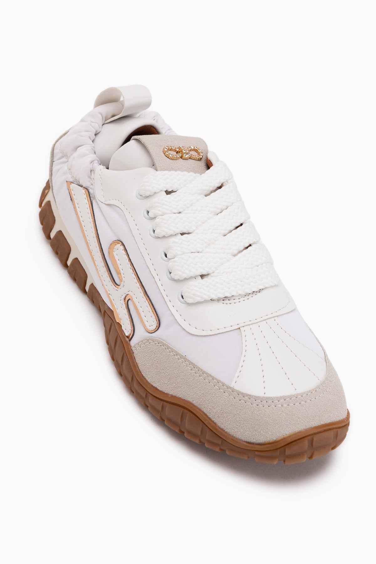 Jessica Beyaz Bej Süet Detaylı Bağcıklı Kadın Sneaker Spor Ayakkabı