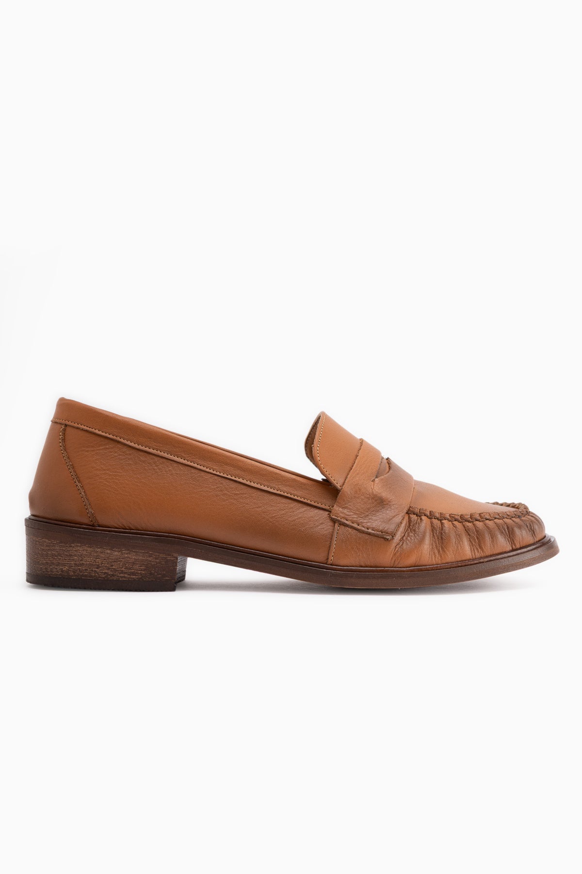 Fosia Hakiki Deri Taba Penny Loafer Kadın Ayakkabı