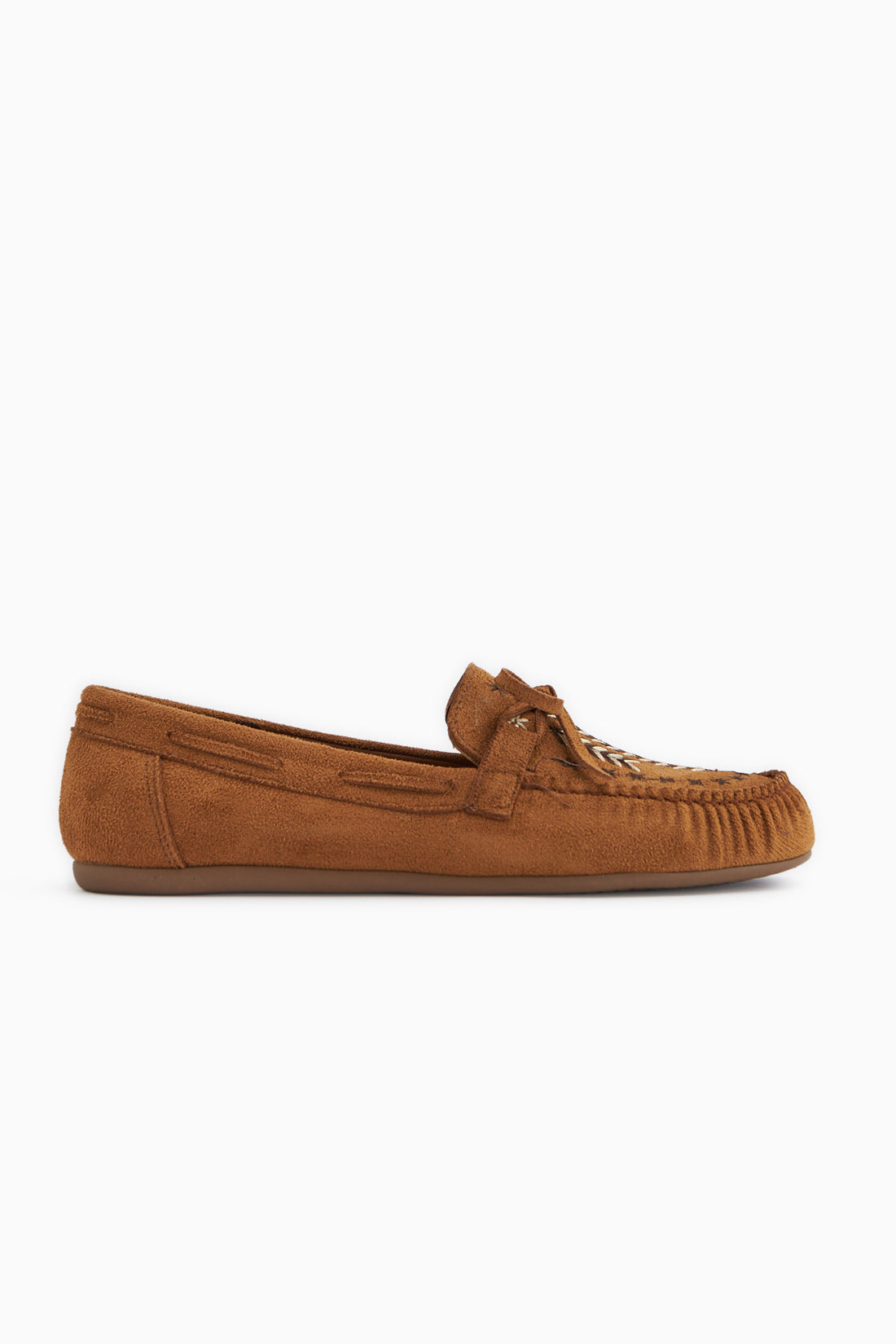 Darya Taba Süet Nakışlı Makosen Ayakkabı Kadın Loafer