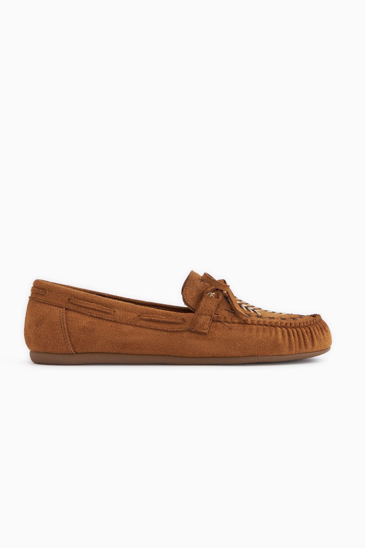 Darya Taba Süet Nakışlı Makosen Ayakkabı Kadın Loafer