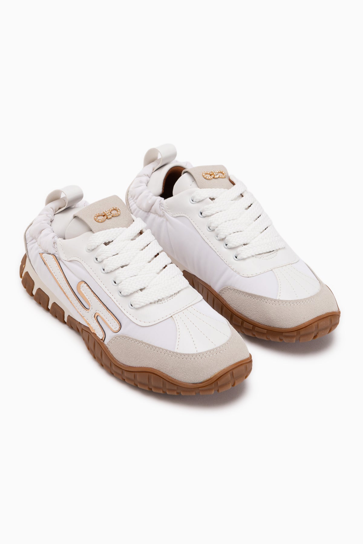 Jessica Beyaz Bej Süet Detaylı Bağcıklı Kadın Sneaker Spor Ayakkabı