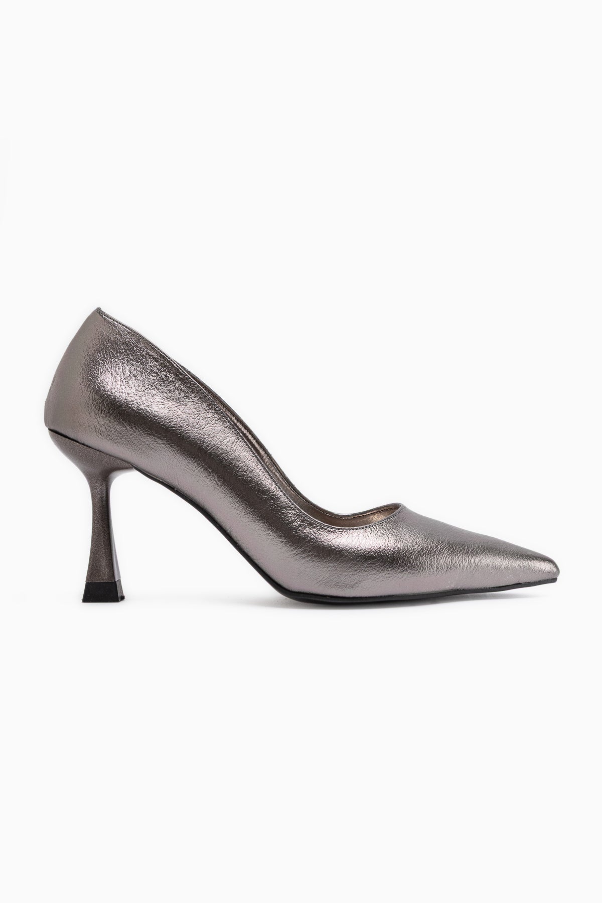 Celestine Platin Kırışık Parlak Rugan Sivri Burunlu Stiletto