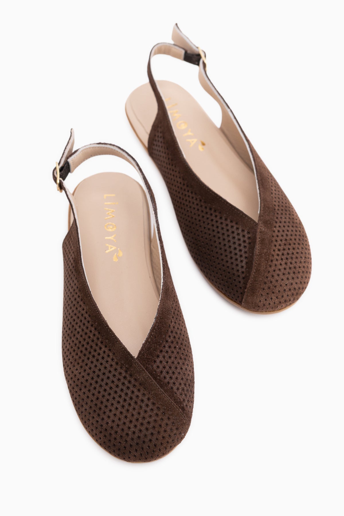 Avin Hakiki Deri Kahve Süet Kadın Slingback Babet