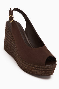 Caty Kahve Süet Dolgu Topuklu Kadın Sandalet