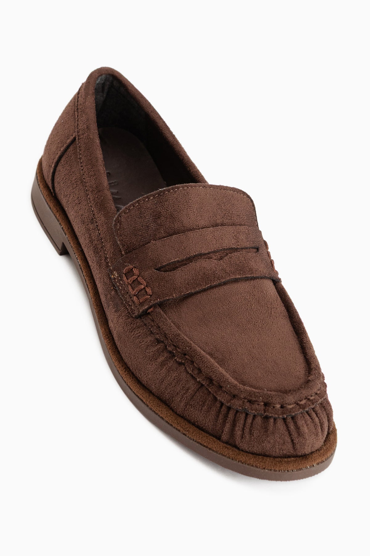 Carmel Kahve Süet Penny Loafer Kadın Ayakkabı