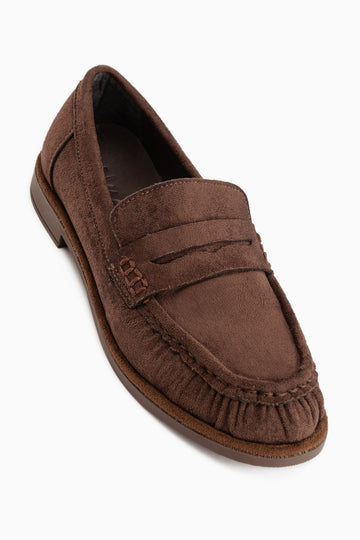Carmel Kahve Süet Penny Loafer Kadın Ayakkabı