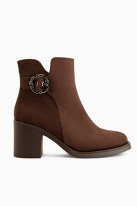 Tania Kahve Süet Toka Detaylı Topuklu Kadın Bot