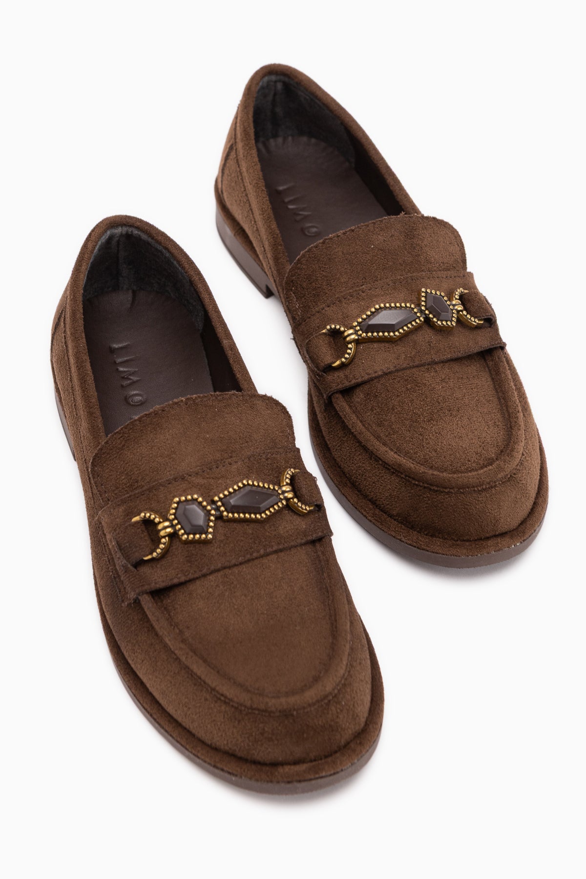 Callie Kahve Süet Taşlı Kadın Loafer Ayakkabı