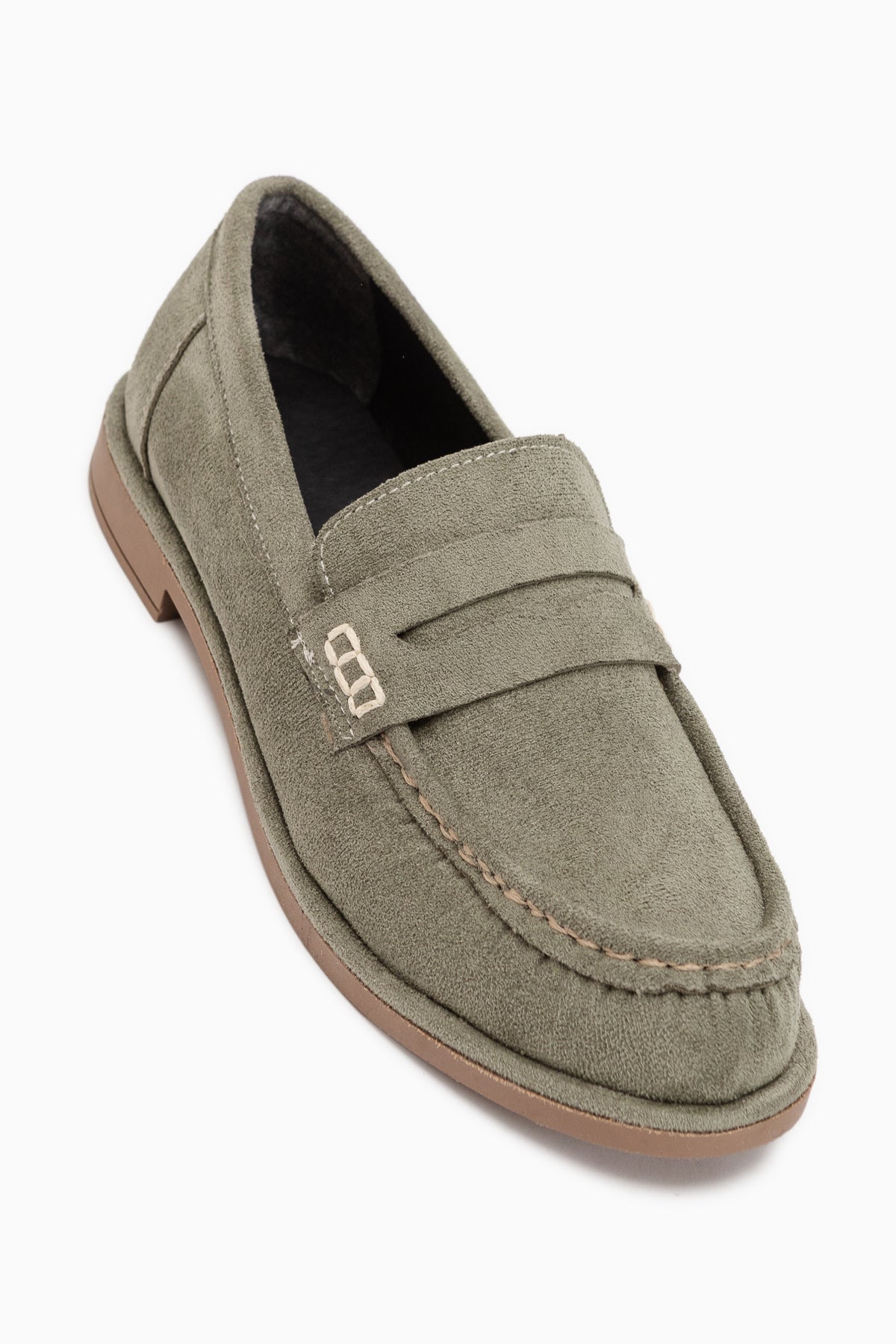 Carmel Yeşil Süet Penny Loafer Kadın Ayakkabı