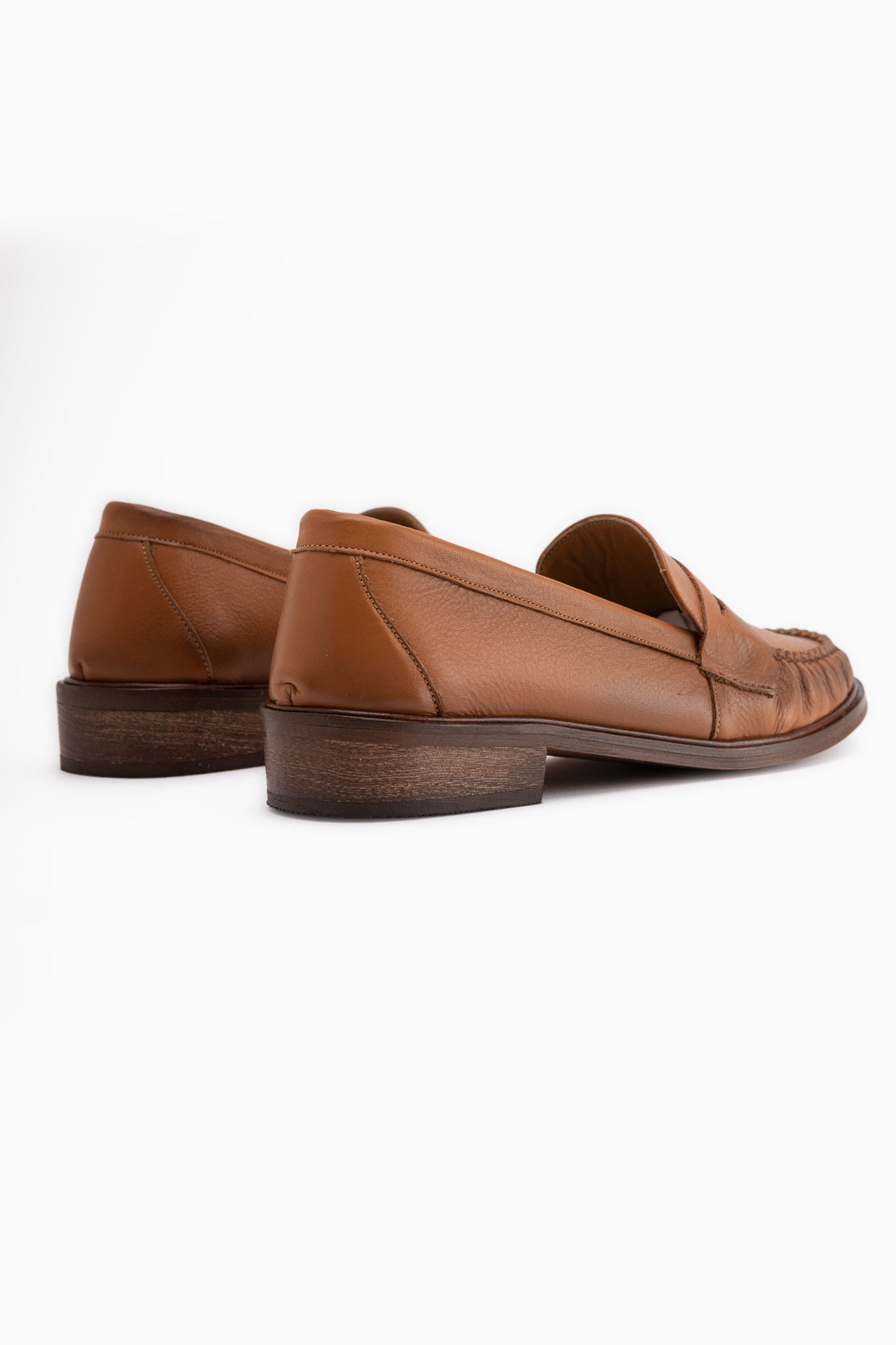Fosia Hakiki Deri Taba Penny Loafer Kadın Ayakkabı