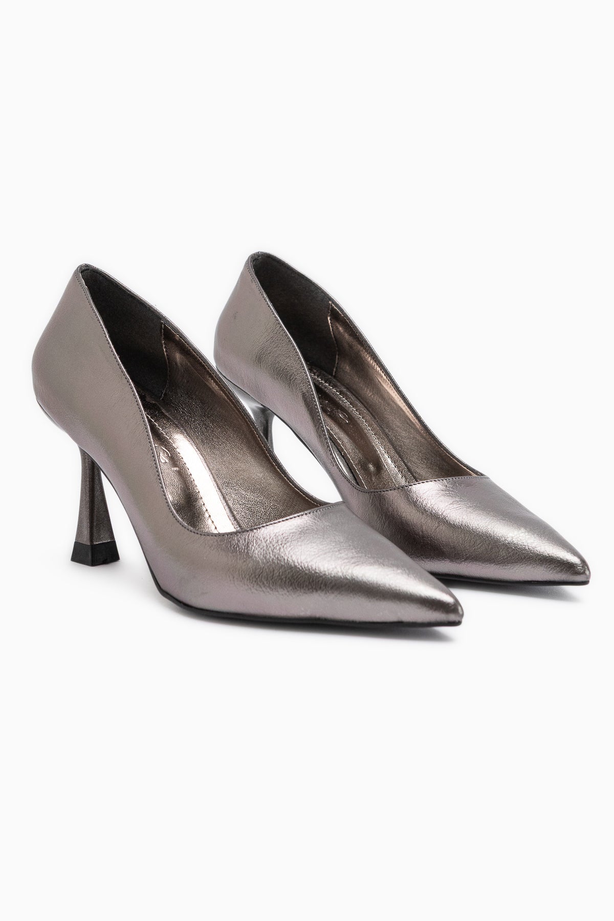 Celestine Platin Kırışık Parlak Rugan Sivri Burunlu Stiletto