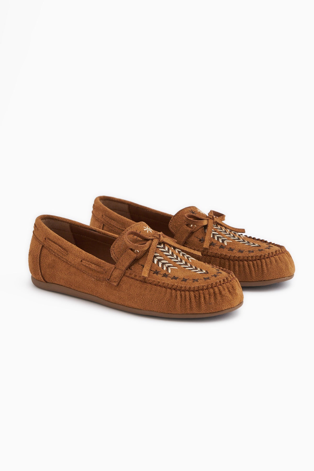 Darya Taba Süet Nakışlı Makosen Ayakkabı Kadın Loafer