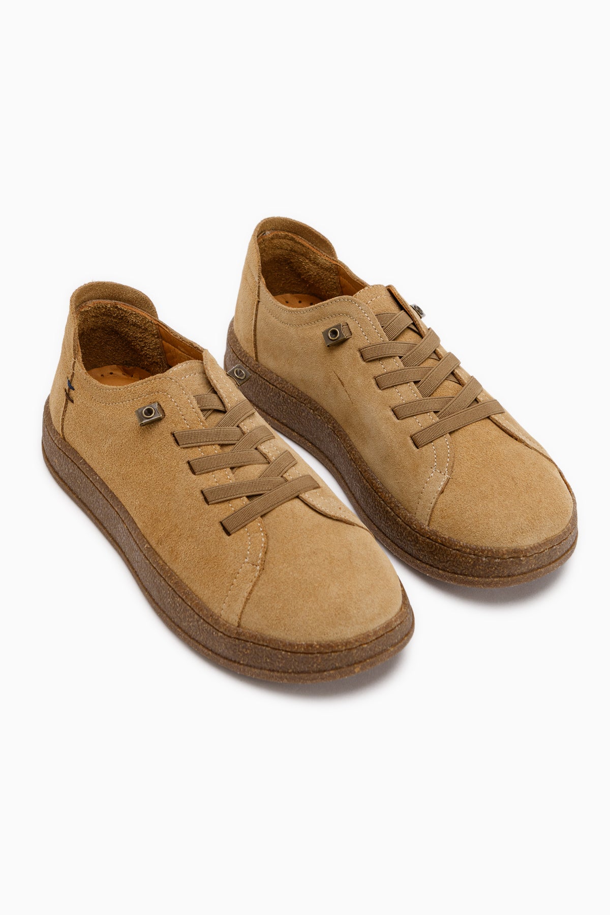 Judi Hakiki Deri Camel Süet Rahat Tabanlı Kadın Sneakers