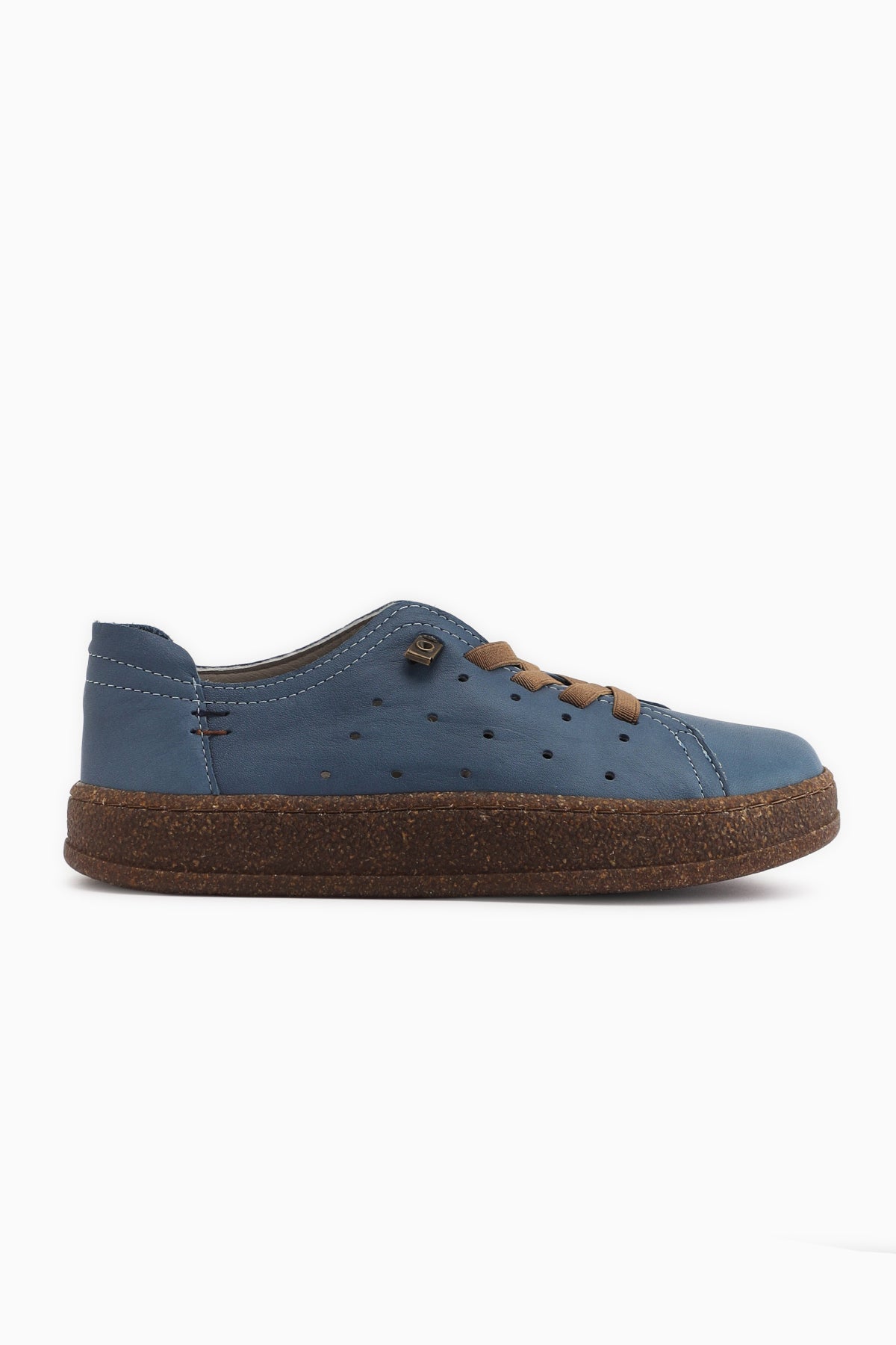 Judi Hakiki Deri Mavi Rahat Tabanlı Kadın Yazlık Sneakers