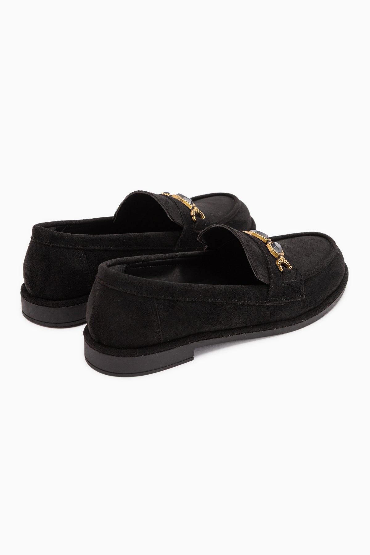 Callie Siyah Süet Taşlı Kadın Loafer Ayakkabı