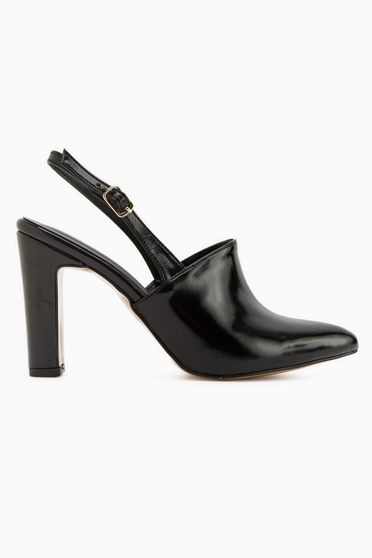 Maisa Siyah Sivri Burunlu Slingback Kalın Topuklu Kadın Ayakkabı