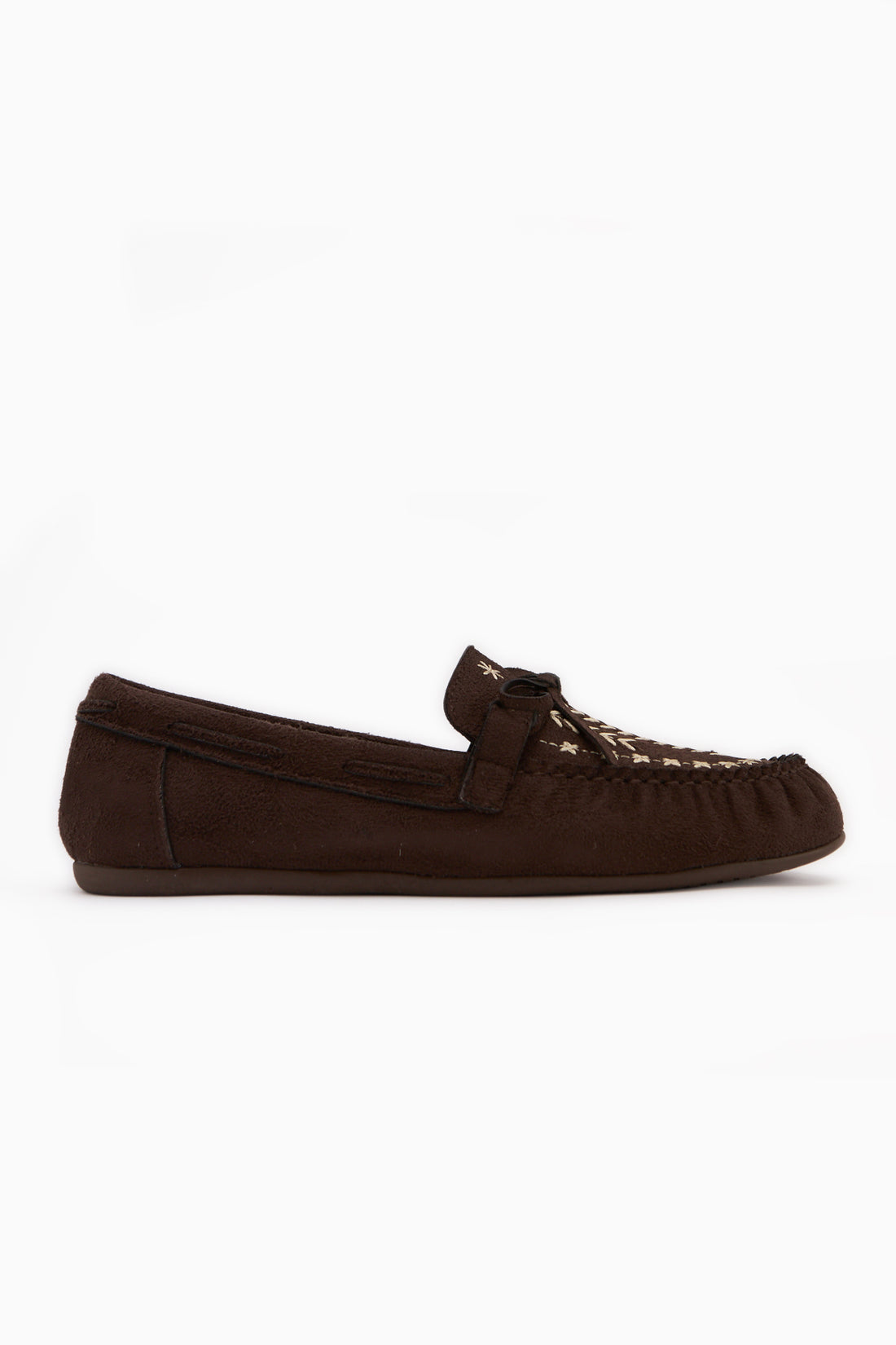 Darya Kahve Süet Nakışlı Makosen Ayakkabı Kadın Loafer