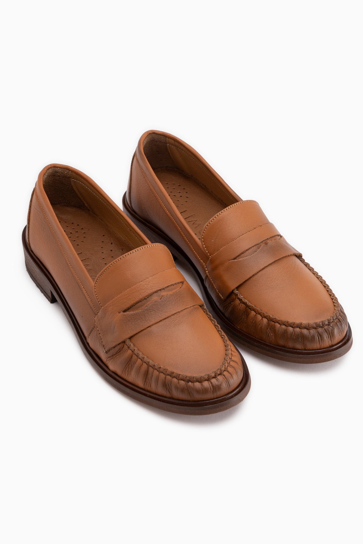 Fosia Hakiki Deri Taba Penny Loafer Kadın Ayakkabı