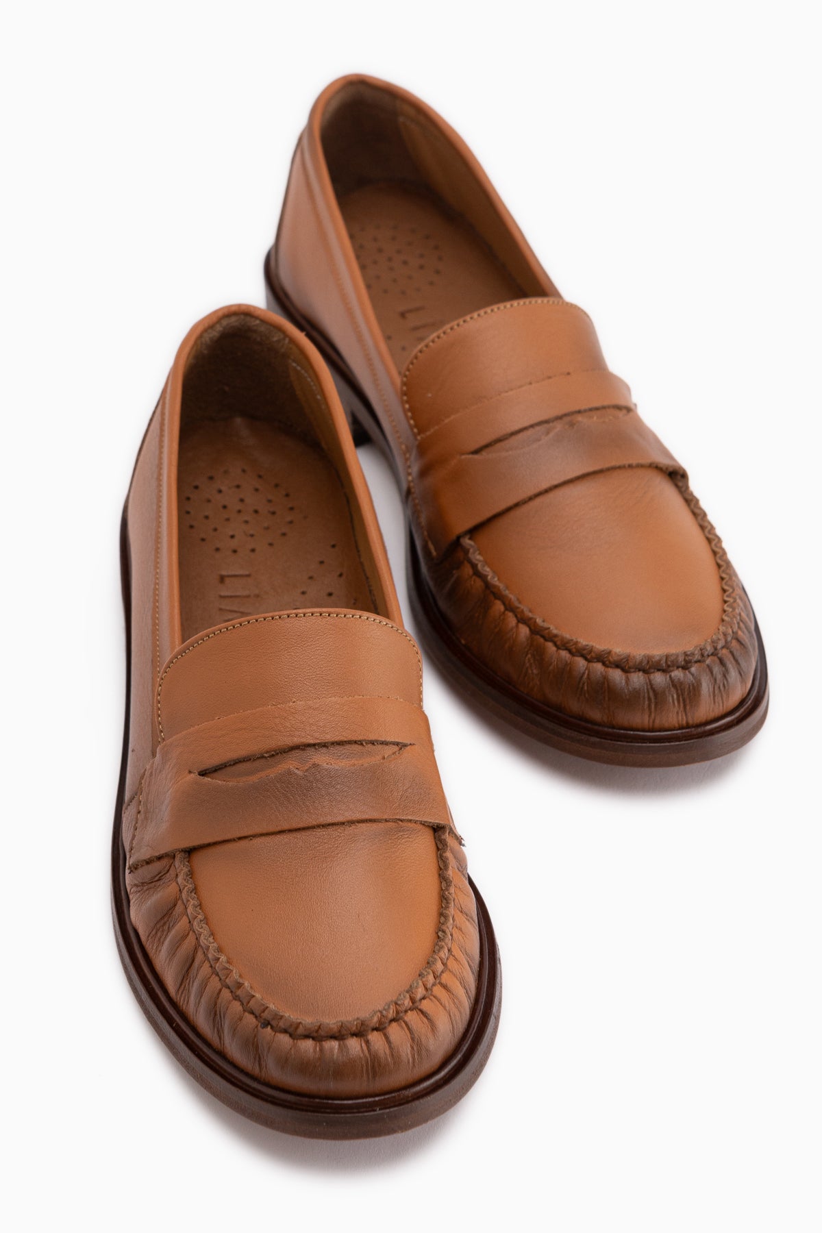 Fosia Hakiki Deri Taba Penny Loafer Kadın Ayakkabı