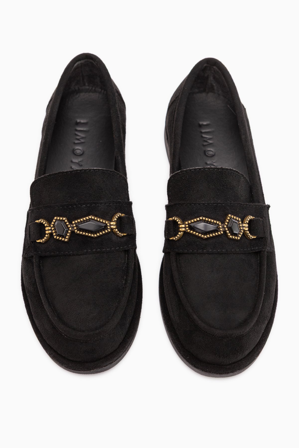 Callie Siyah Süet Taşlı Kadın Loafer Ayakkabı