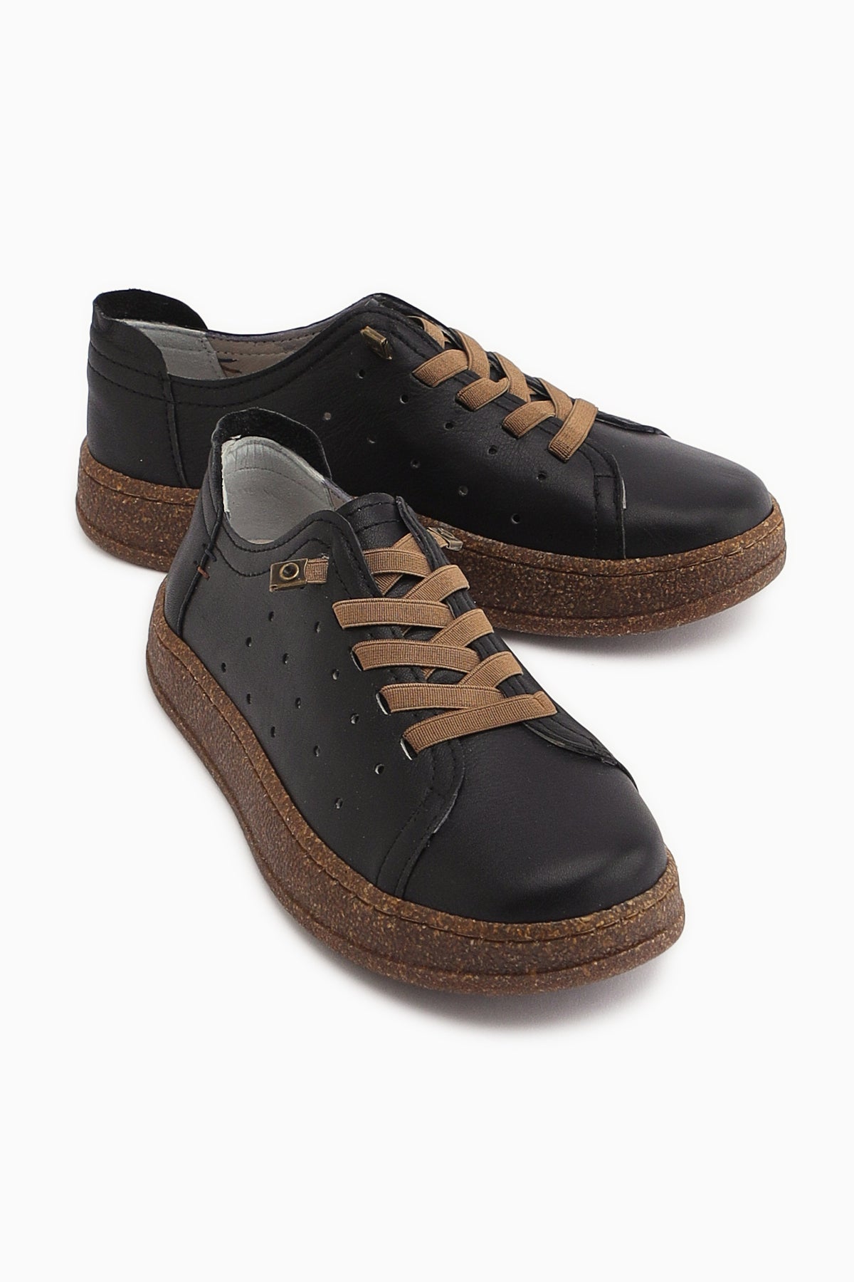 Judi Hakiki Deri Siyah Rahat Tabanlı Kadın Yazlık Sneakers
