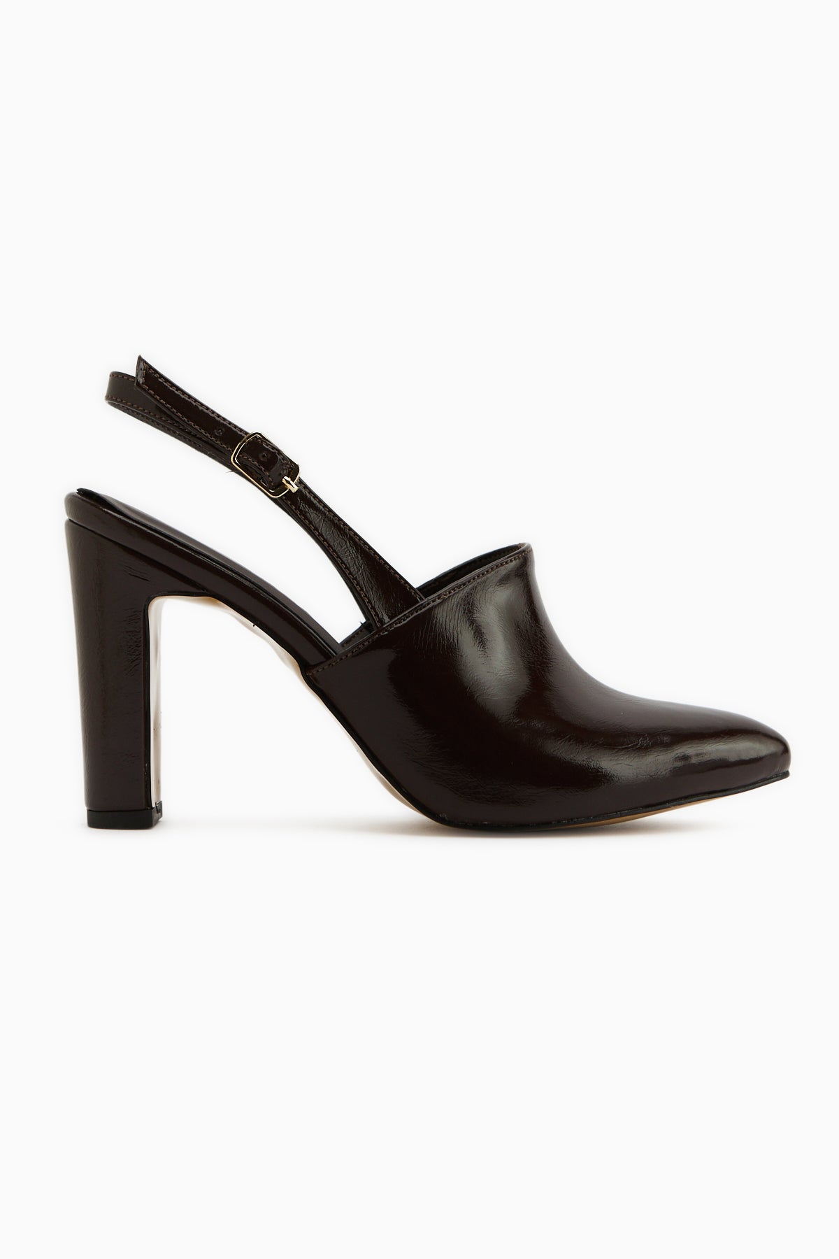Maisa Kahve Sivri Burunlu Slingback Kalın Topuklu Kadın Ayakkabı