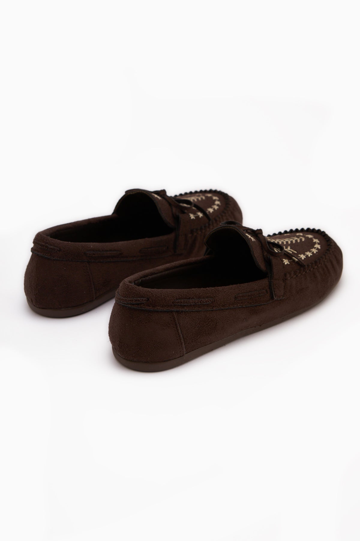 Darya Kahve Süet Nakışlı Makosen Ayakkabı Kadın Loafer