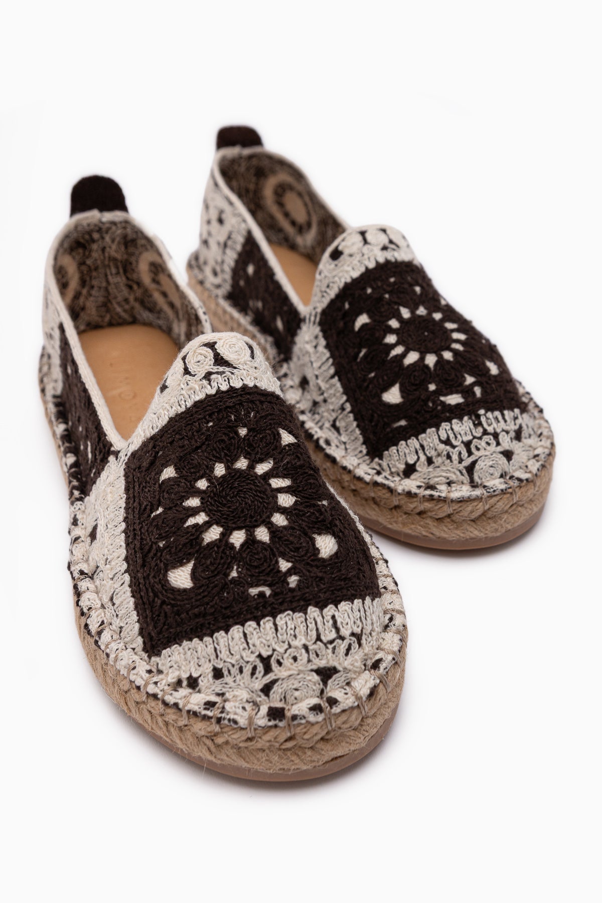 Rosie Kahve Bohem Örgü Desenli Espadril Loafer Kadın Ayakkabı