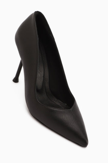 Arya Hakiki Deri Siyah Stiletto Kadın Topuklu Ayakkabı