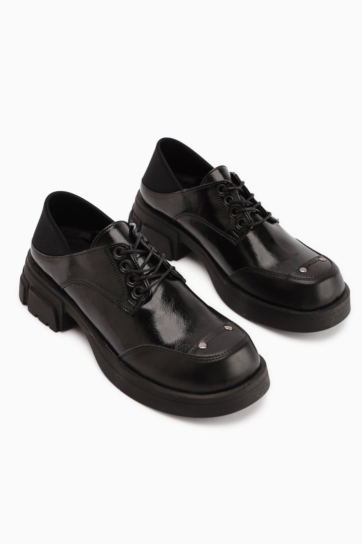 Lilas Siyah Bağcıklı Loafer Kadın Ayakkabı