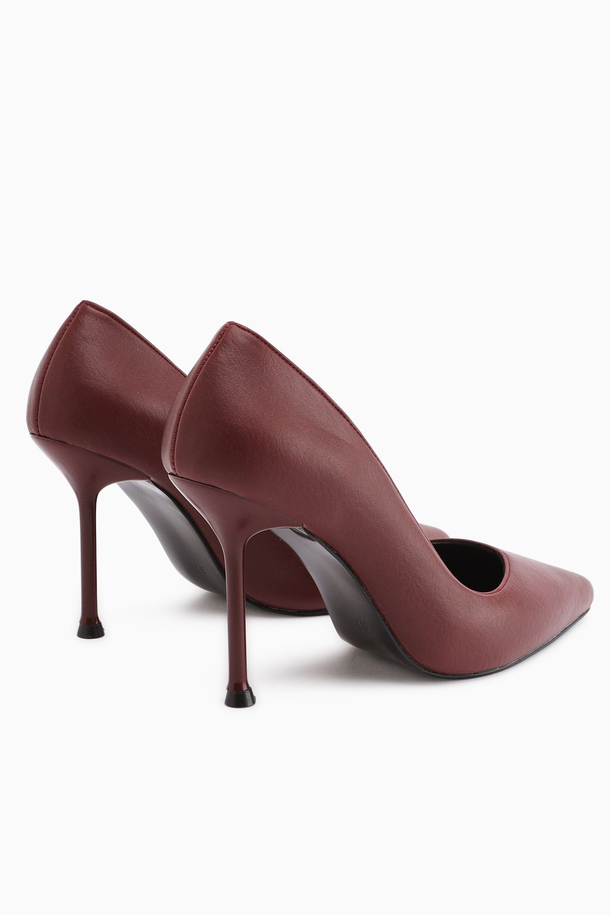 Arya Hakiki Deri Bordo Stiletto Kadın Topuklu Ayakkabı