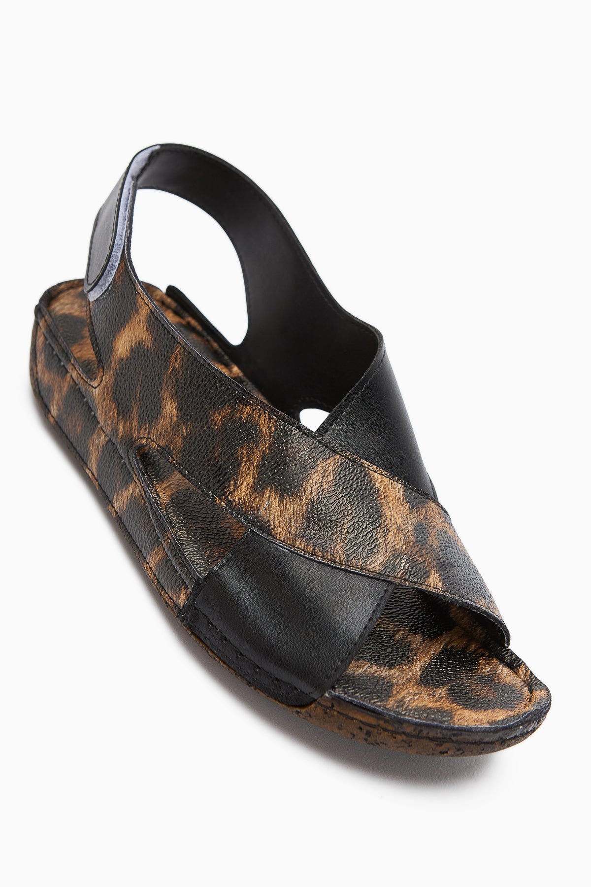 Margit Leopar Desenli Çapraz Bantlı Kadın Comfort Sandalet