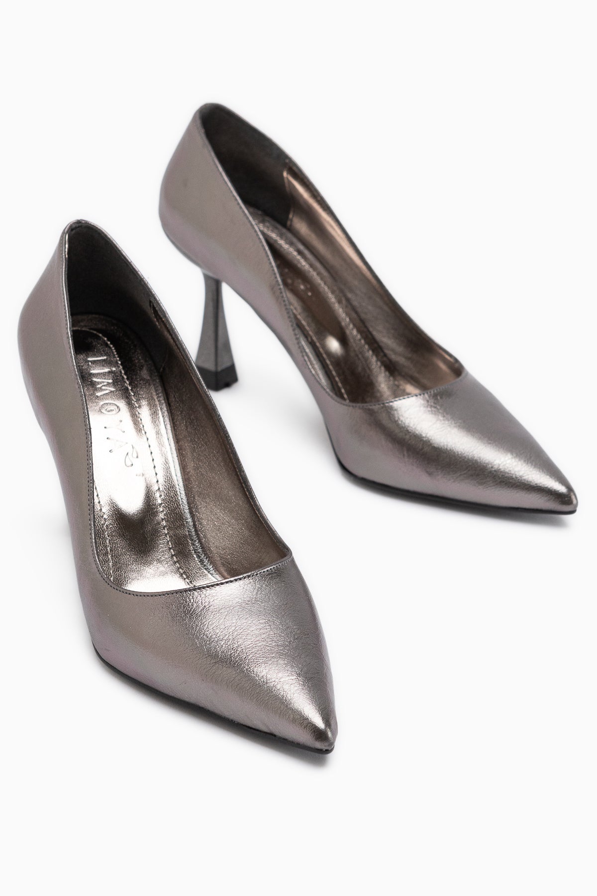 Celestine Platin Kırışık Parlak Rugan Sivri Burunlu Stiletto