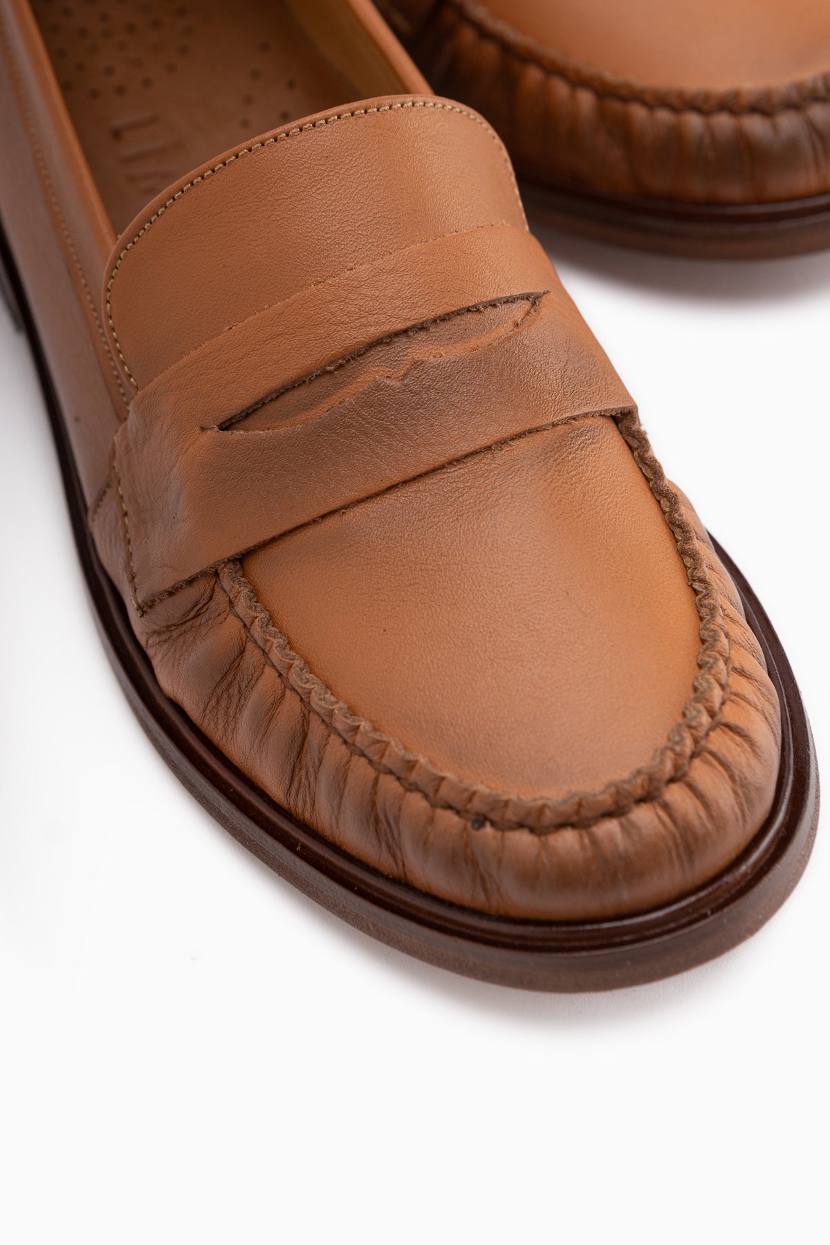 Fosia Hakiki Deri Taba Penny Loafer Kadın Ayakkabı