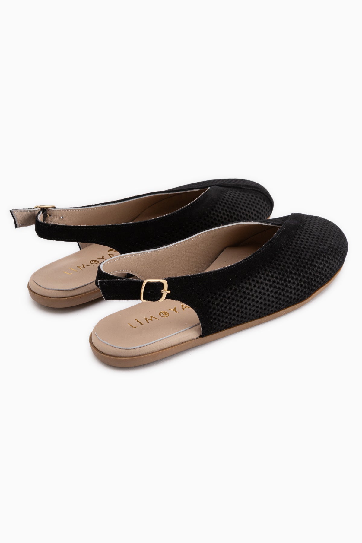 Avin Hakiki Deri Siyah Süet Kadın Slingback Babet