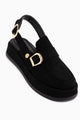 Gity Siyah Süet Çift Tokalı Kadın Slingback Loafer Ayakkabı