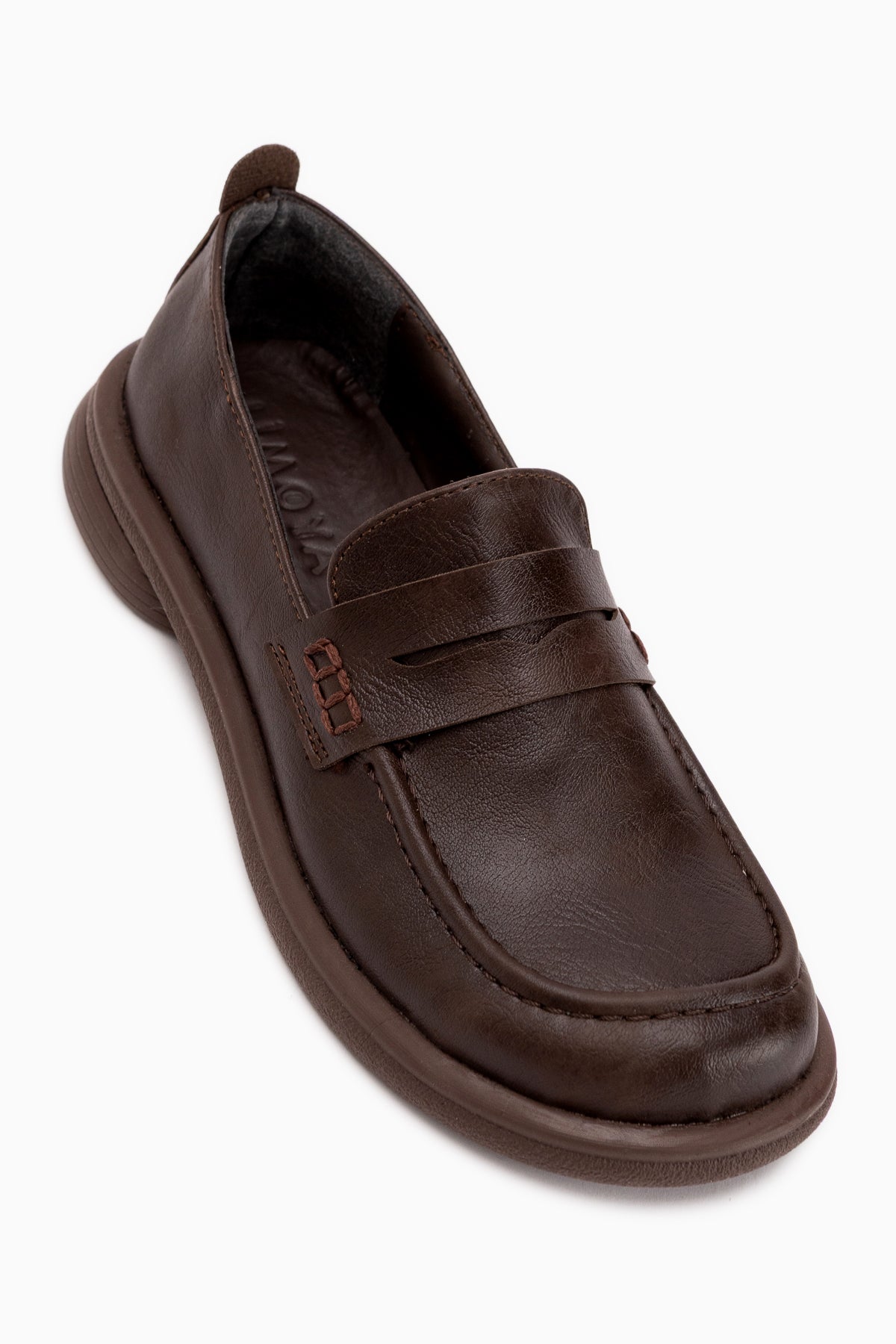 Mari Kahve Kalın Taban Kadın Loafer Ayakkabı
