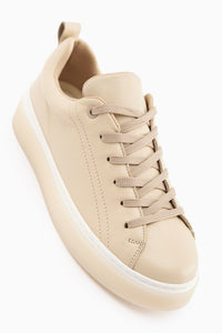 Lina Hakiki Deri Bej Kadın Sneaker Ayakkabı
