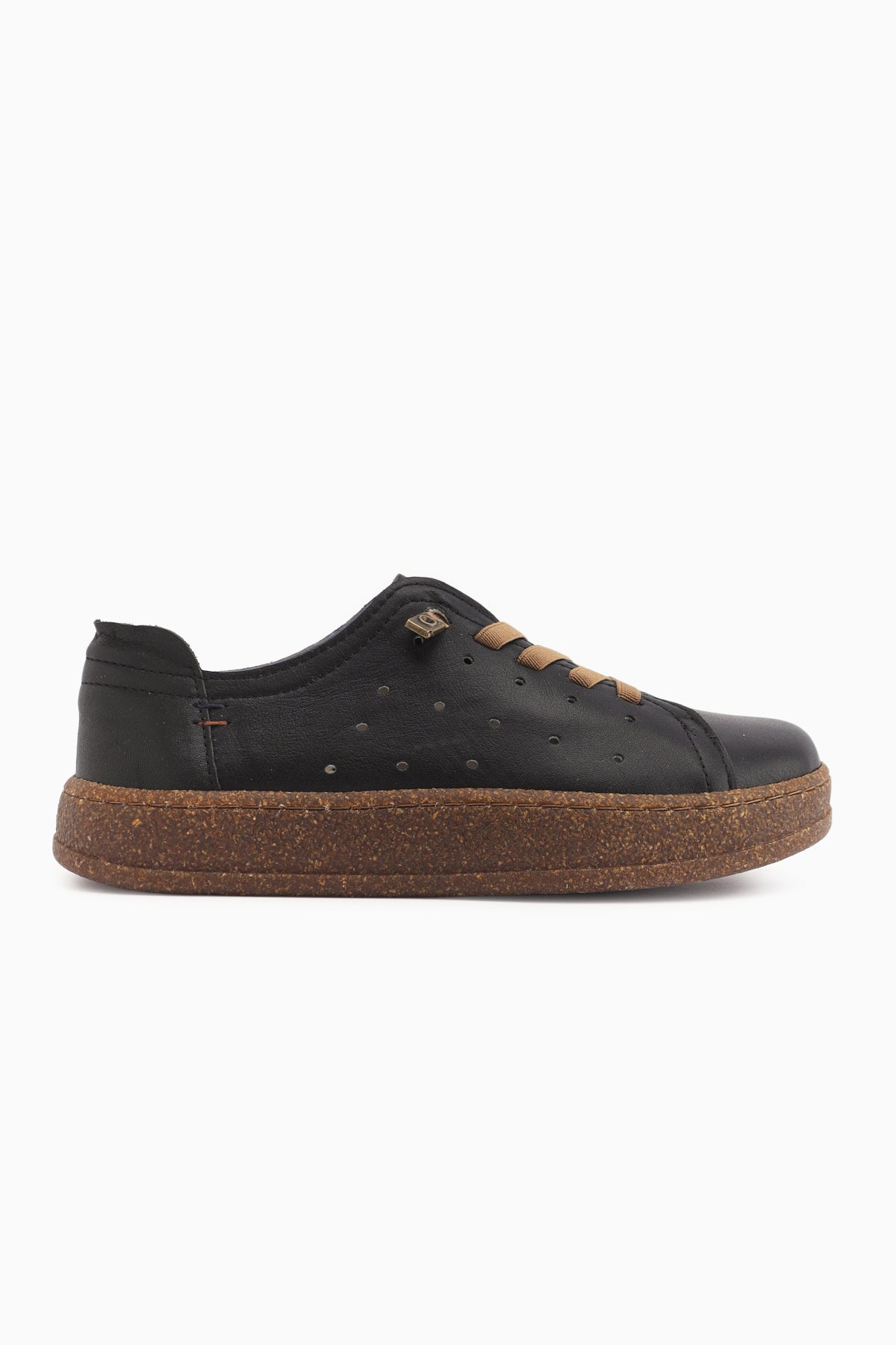 Judi Hakiki Deri Siyah Rahat Tabanlı Kadın Yazlık Sneakers