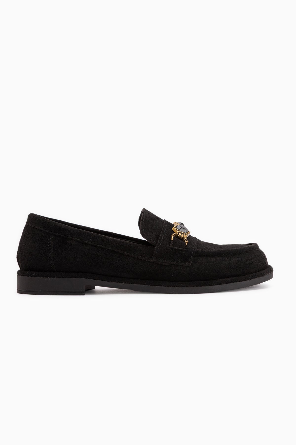 Callie Siyah Süet Taşlı Kadın Loafer Ayakkabı