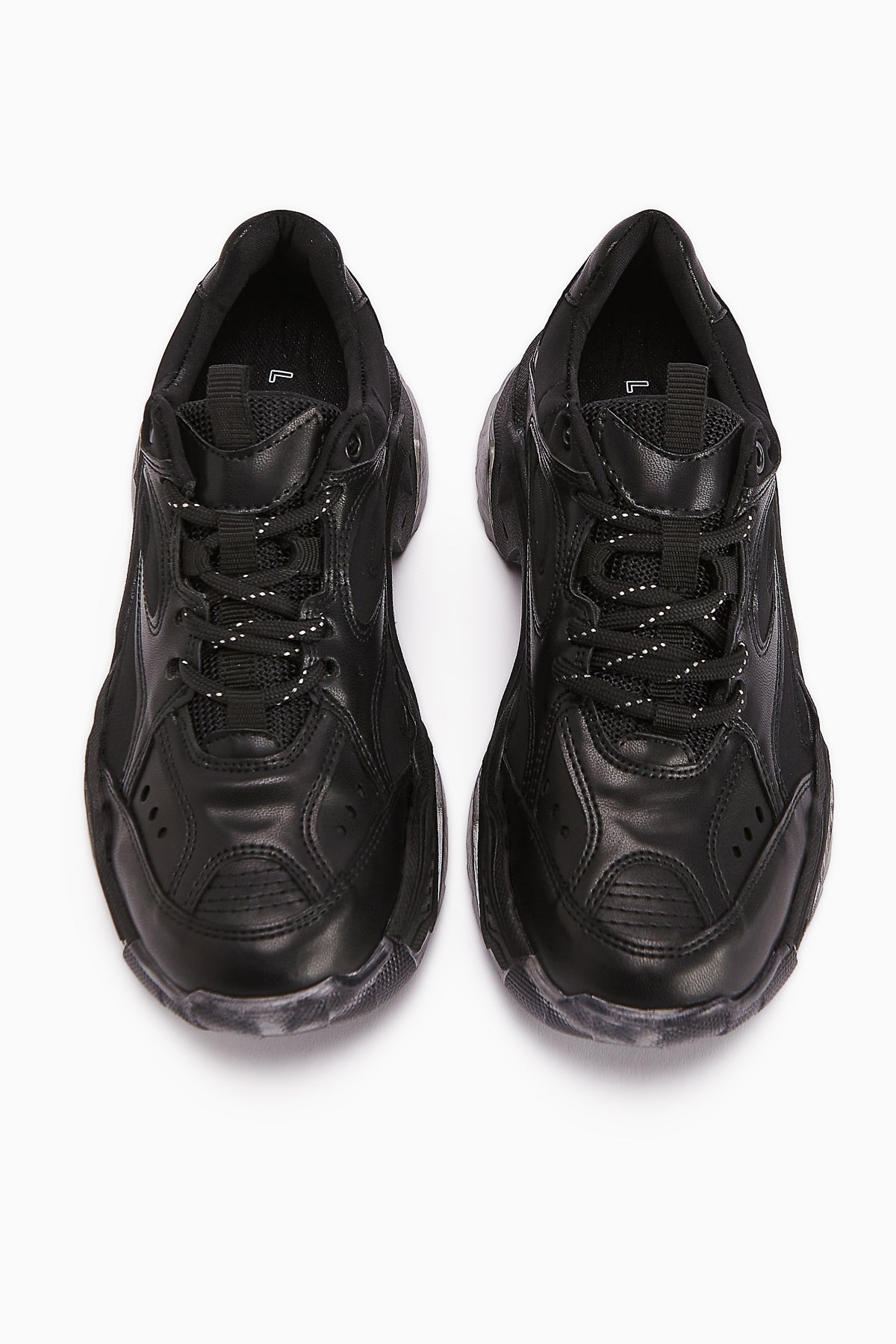 Erla Siyah Kalın Tabanlı Bağcıklı Kadın Sneakers