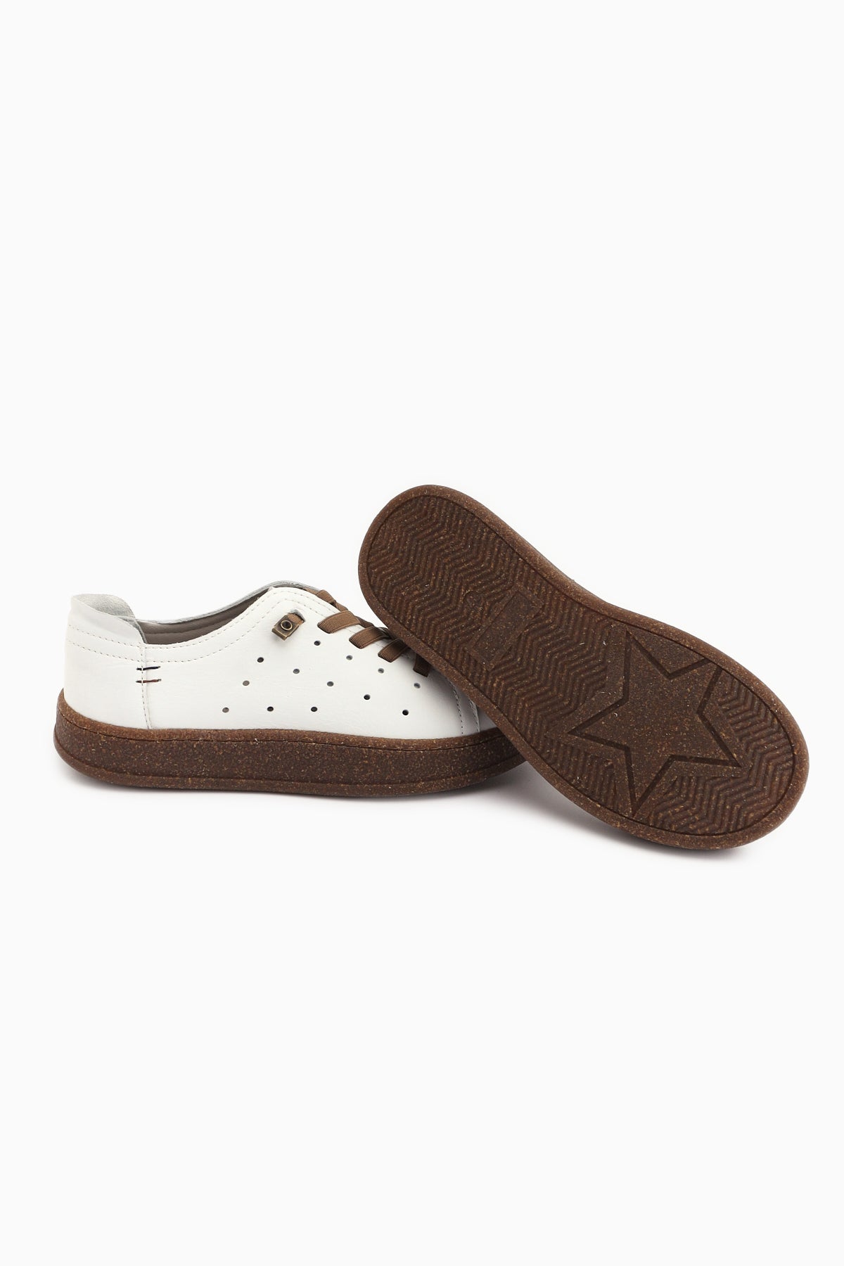 Judi Hakiki Deri Beyaz Rahat Tabanlı Kadın Yazlık Sneakers