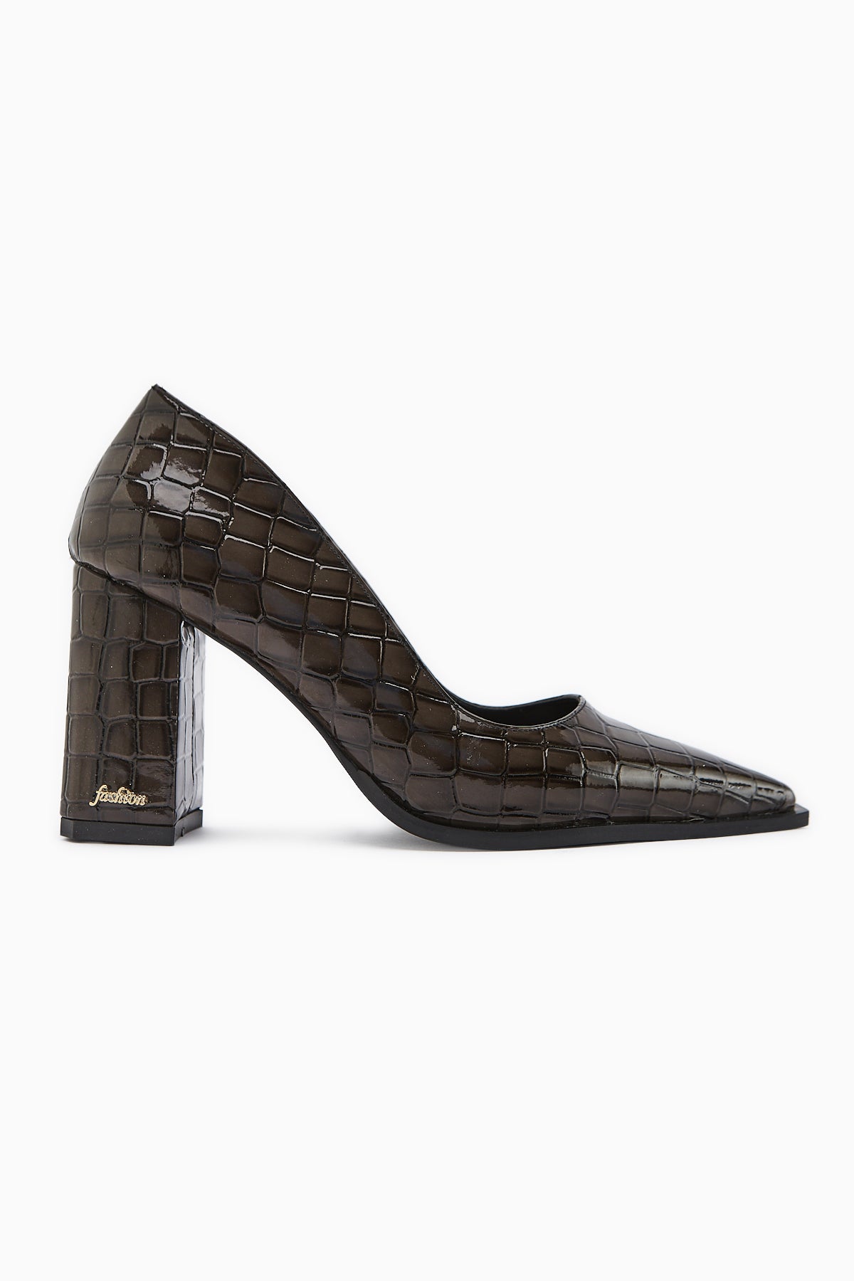 Lucy Kahve Kroko Kalın Topuklu Ayakkabı Kadın Stiletto