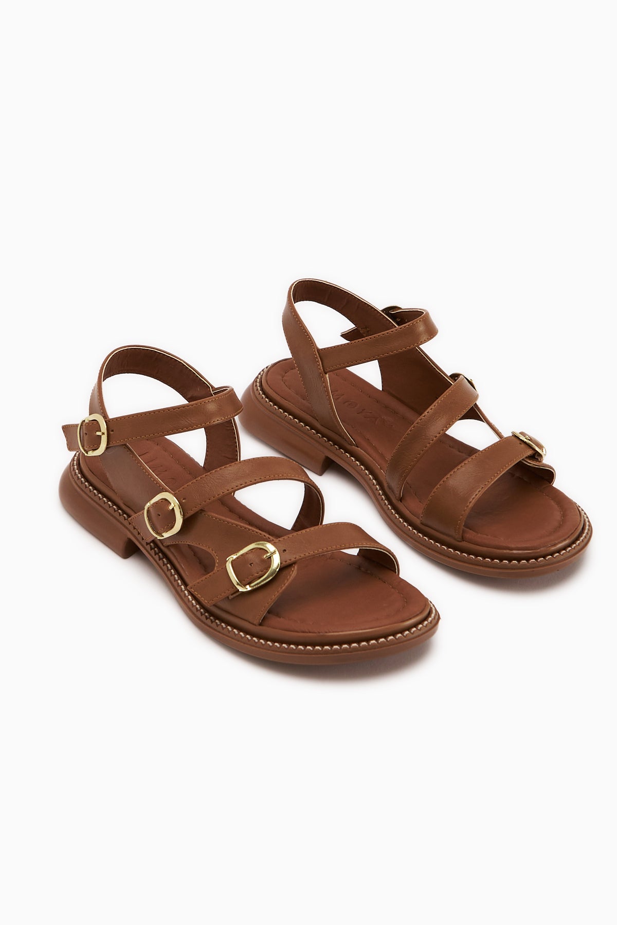 Myra Camel Çift Bantlı Kadın Sandalet