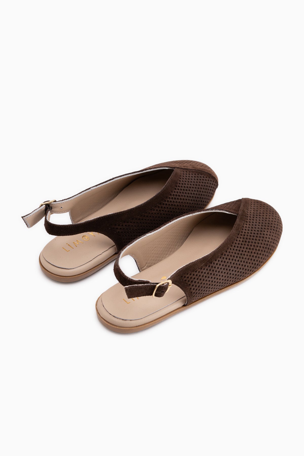 Avin Hakiki Deri Kahve Süet Kadın Slingback Babet