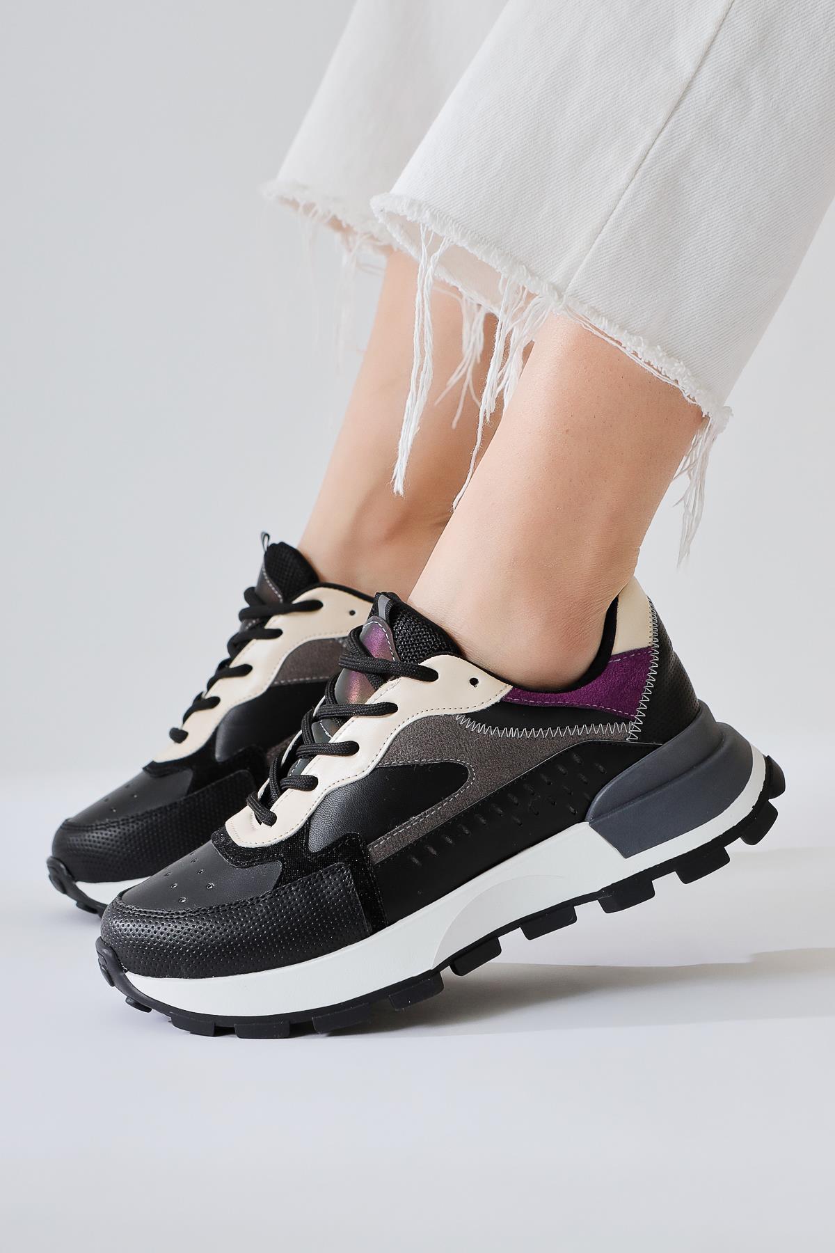 Sin Siyah Süet Bağcıklı Yüksek Taban Sneakers