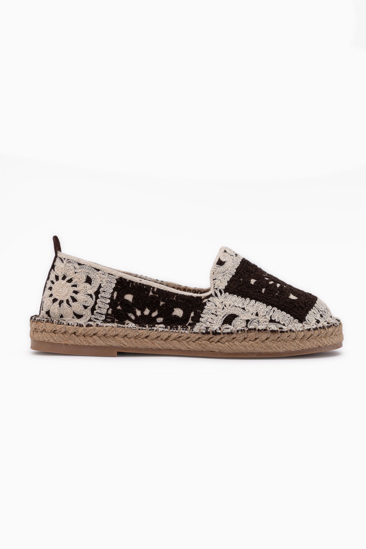 Rosie Kahve Bohem Örgü Desenli Espadril Loafer Kadın Ayakkabı