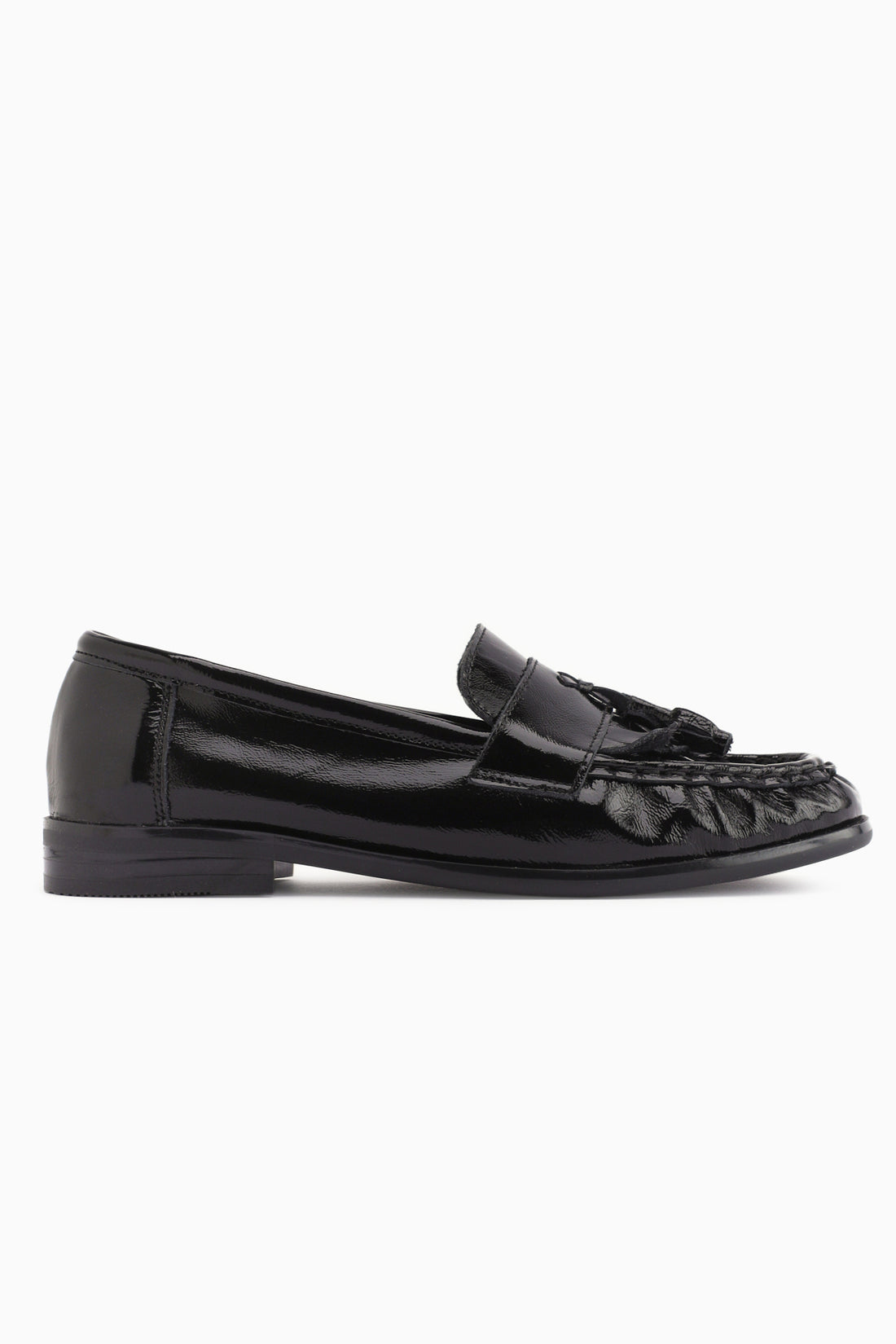 Kethy Hakiki Deri Siyah Rugan Kadın Loafer