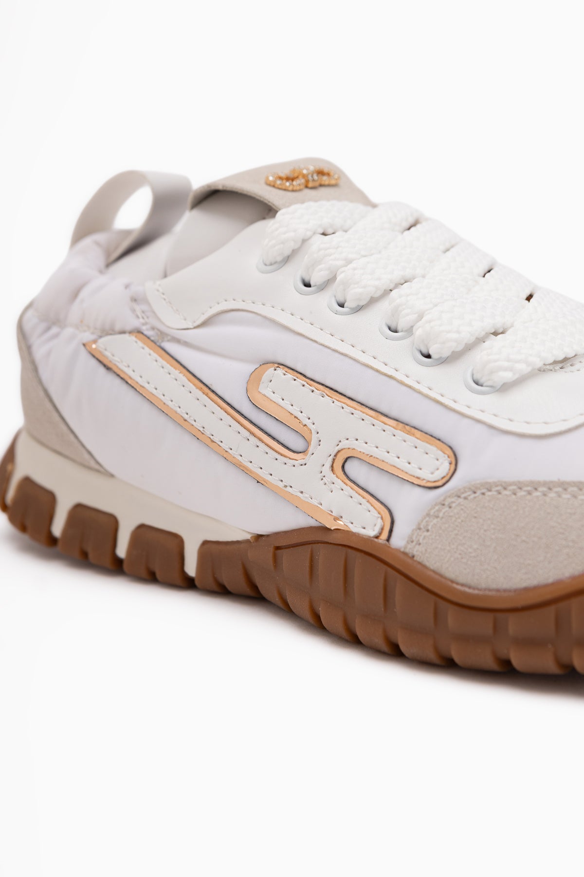 Jessica Beyaz Bej Süet Detaylı Bağcıklı Kadın Sneaker Spor Ayakkabı